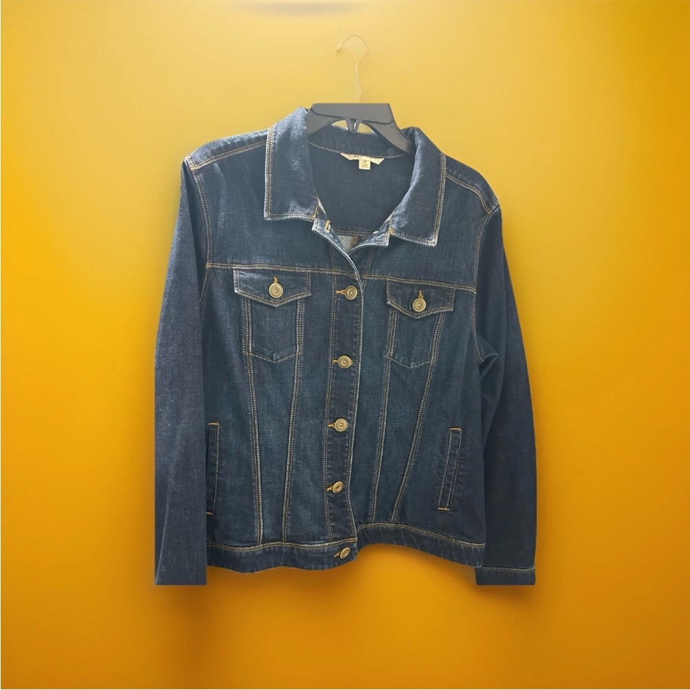 CAbi Dark Blue Jean Jacket women’s XL button up EUC